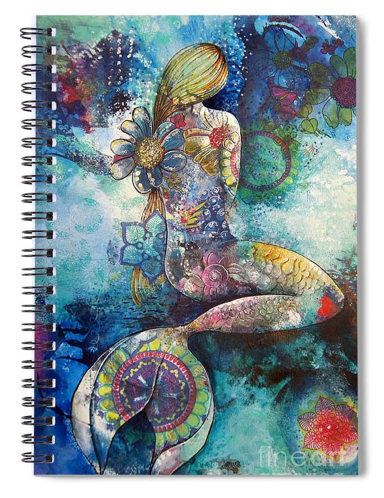 Mermaid Spiral Notebook featuring the painting Mermaid 2 by Reina Cottier