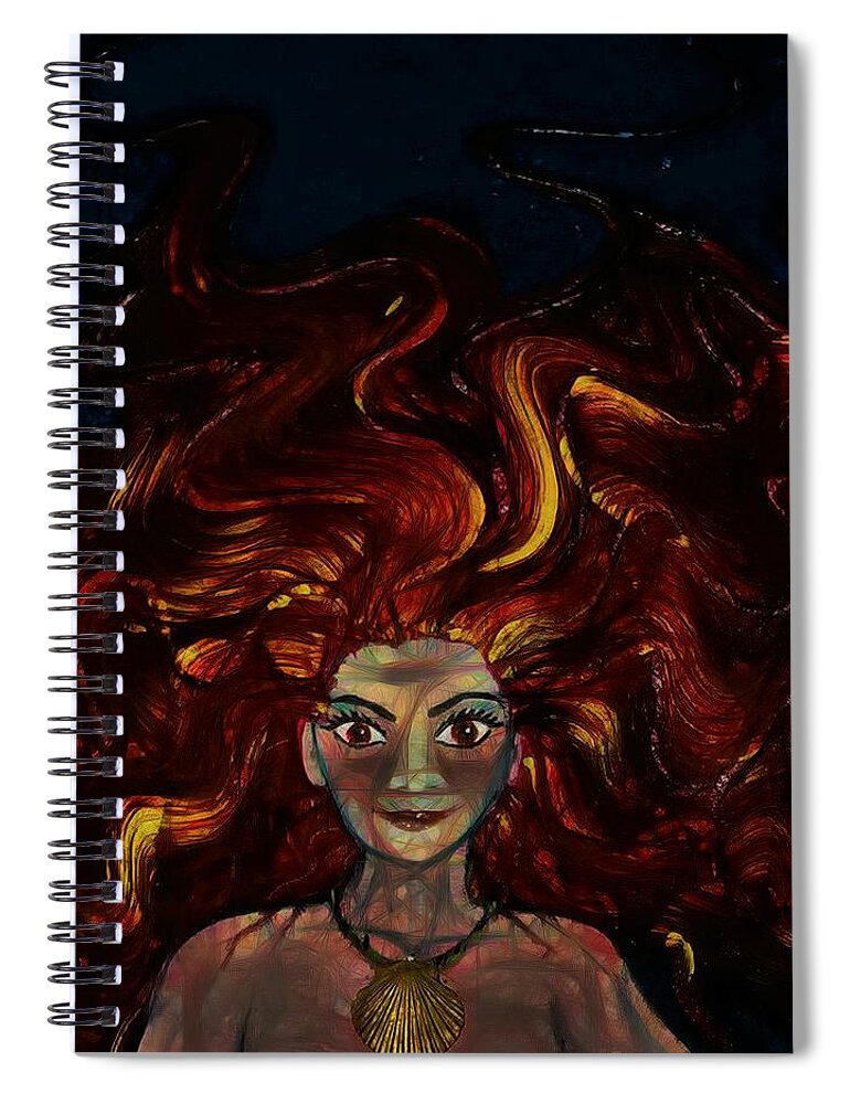 Modern Abstract Spiral Notebook featuring the painting Mermaid Captures The Light by Joan Stratton