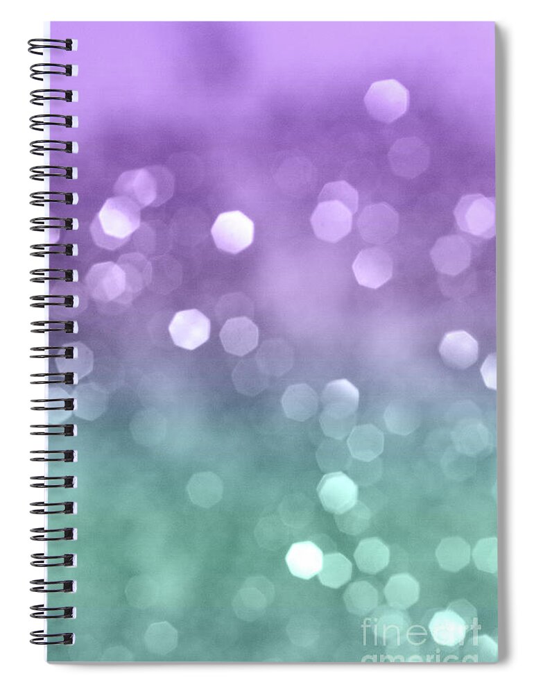Photography Spiral Notebook featuring the mixed media Mermaid Colored Bokeh #1 #shiny #decor #art by Anitas and Bellas Art