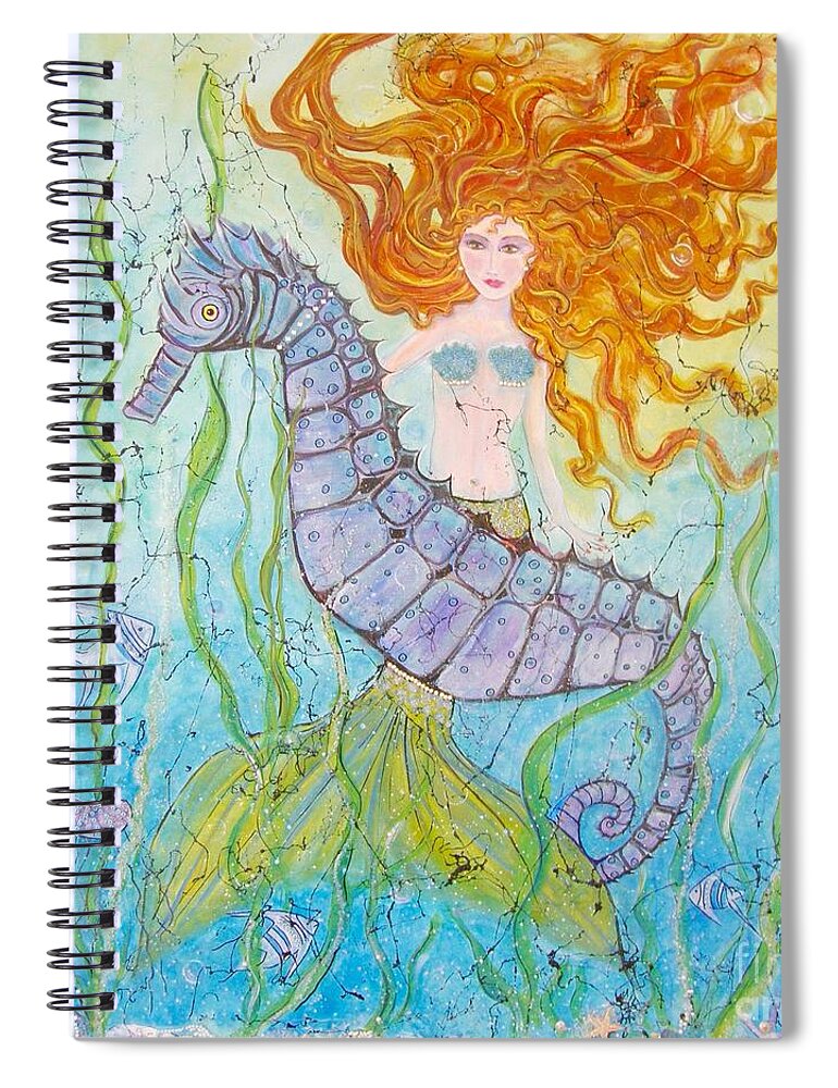 Mermaid Spiral Notebook featuring the painting Mermaid Fantasy by Midge Pippel