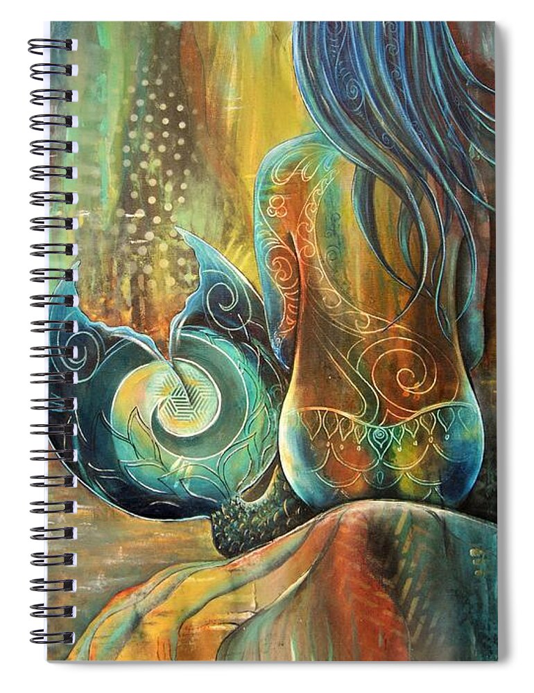 Mermaid Spiral Notebook featuring the painting Mermaid Girl by Reina Cottier