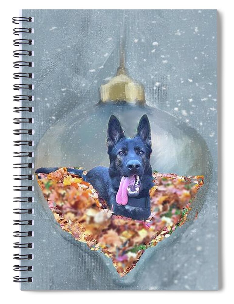 Dog Spiral Notebook featuring the photograph Merry Christmas from Panzer by Janette Boyd