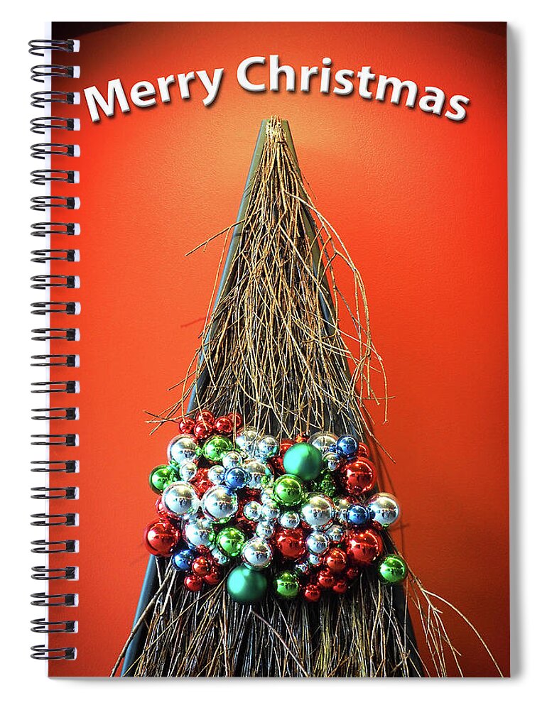 Card Spiral Notebook featuring the photograph Merry Christmas Twig Tree by Bill Swartwout