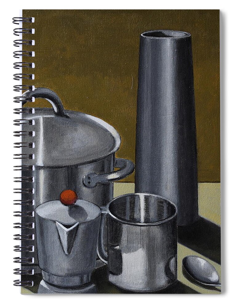 Italian Art Spiral Notebook featuring the painting Metal 2 by Andrea Vandoni