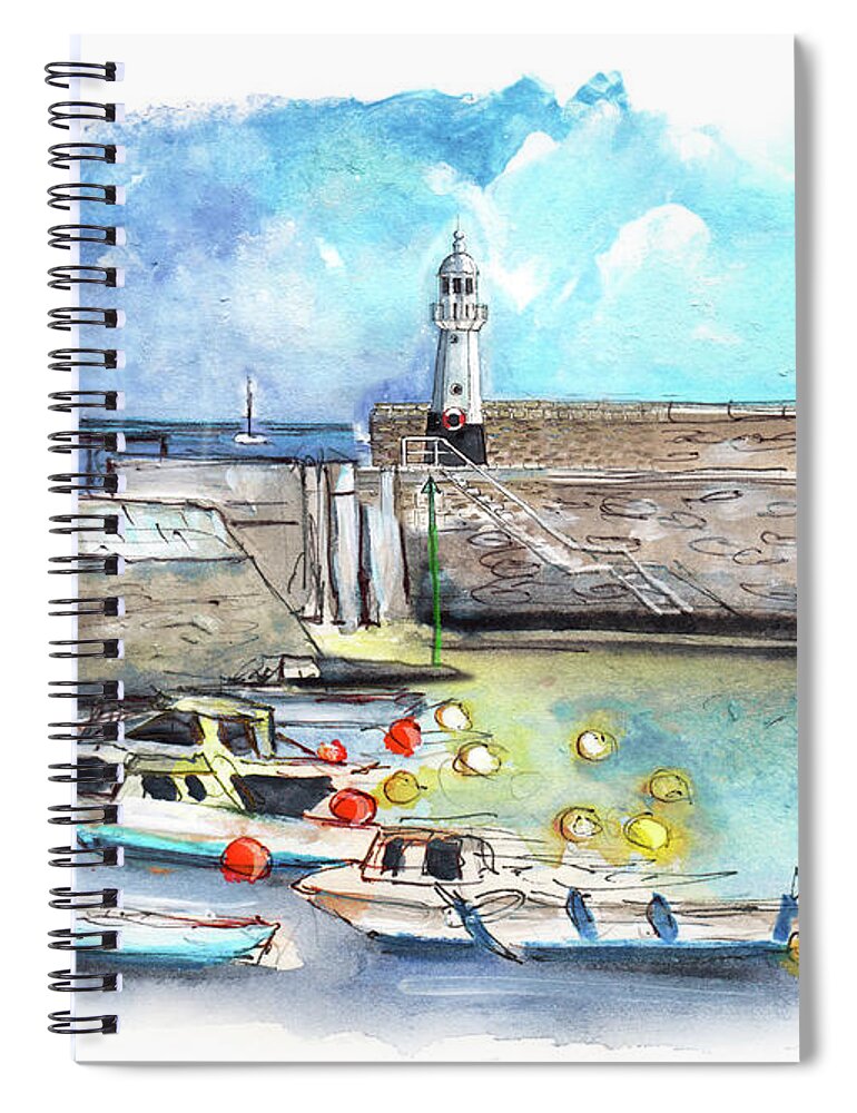 Travel Spiral Notebook featuring the painting Mevagissey 01 by Miki De Goodaboom