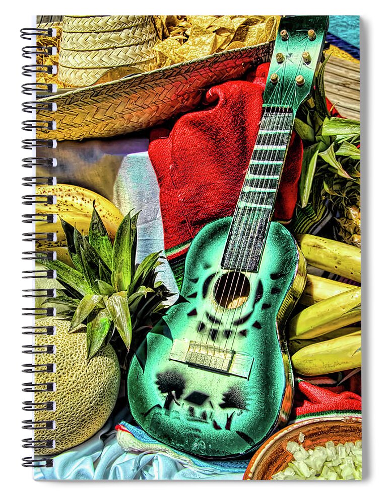 Guitar Spiral Notebook featuring the photograph Mexican Guitar Display by David Smith