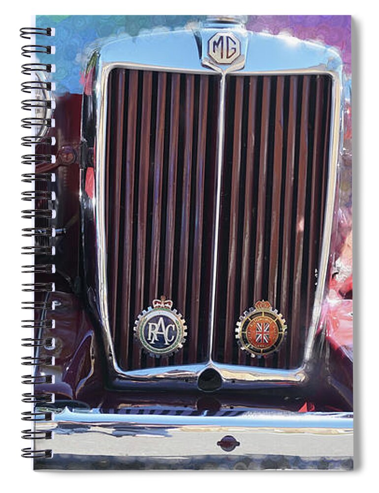 Car Spiral Notebook featuring the photograph MG Roadster Front End by Cathy Anderson