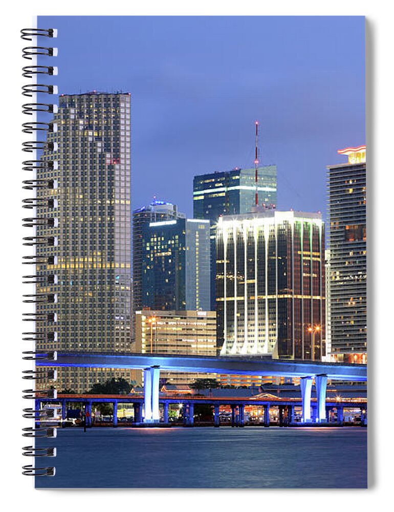 Downtown District Spiral Notebook featuring the photograph Miami, Florida by Jumper