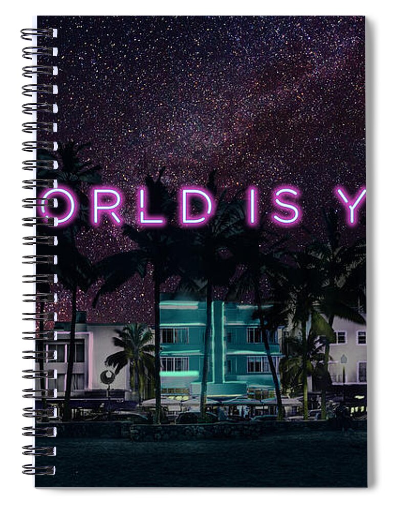  Spiral Notebook featuring the digital art Miami Hustle by Hustlinc