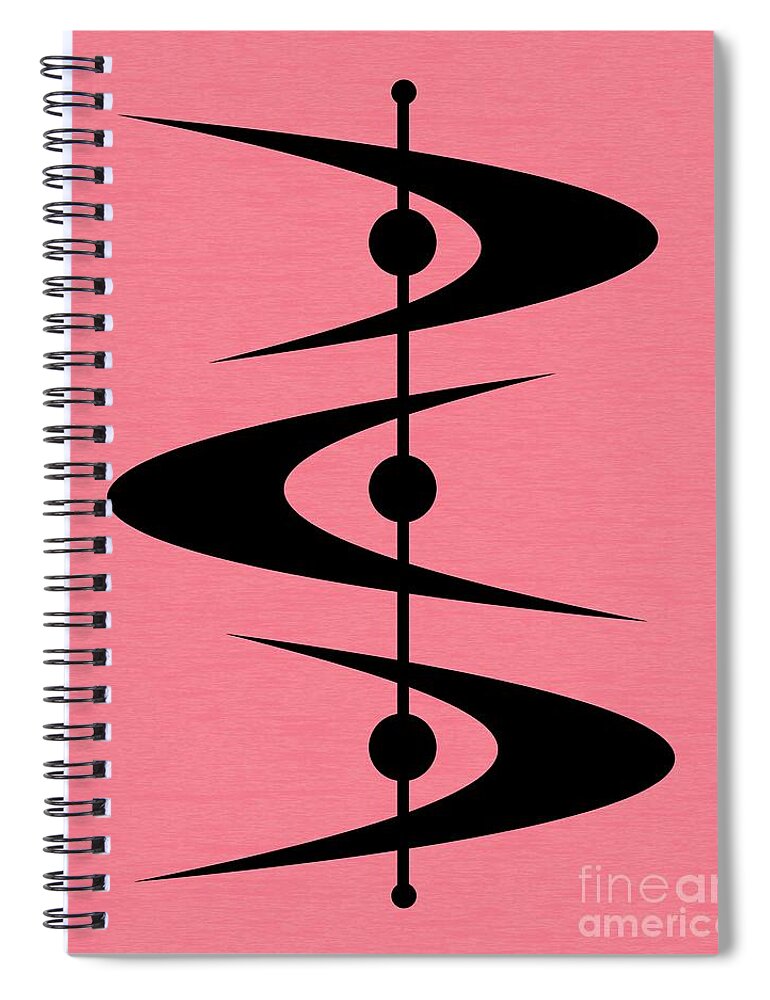  Spiral Notebook featuring the digital art Mid Century Shapes 3 in Pink by Donna Mibus