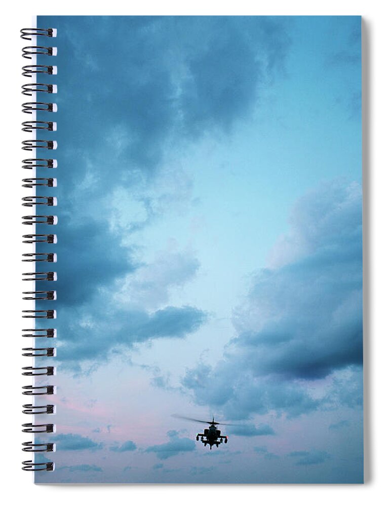 Threats Spiral Notebook featuring the photograph Military Helicopter by Seth Goldfarb