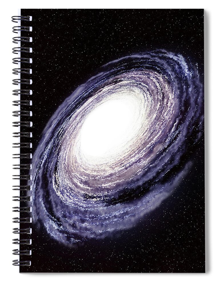 Black Color Spiral Notebook featuring the photograph Milky Way In The Galaxy Or Universe by Infospeed