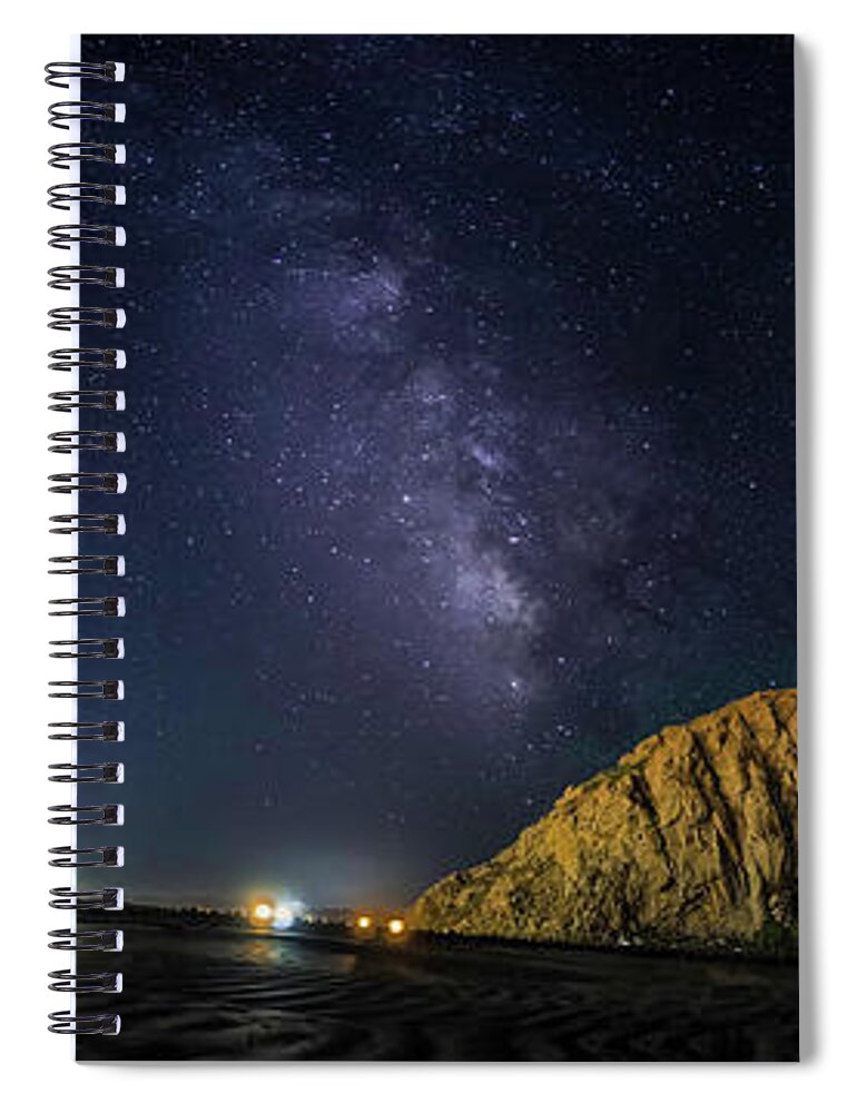 Morro Rock Spiral Notebook featuring the photograph Milky Way over Morro Rock by Mike Long