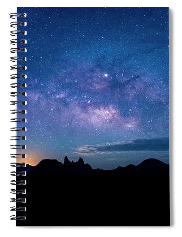 Texas Spiral Notebook featuring the photograph Milky Way over Mule Ears Viewpoint by David Morefield