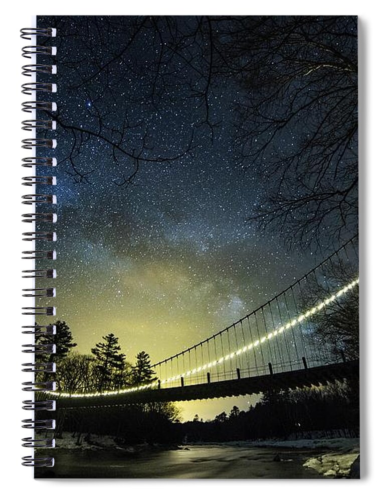 Milky Way Spiral Notebook featuring the photograph Milky Way Over the Wire Bridge by John Meader