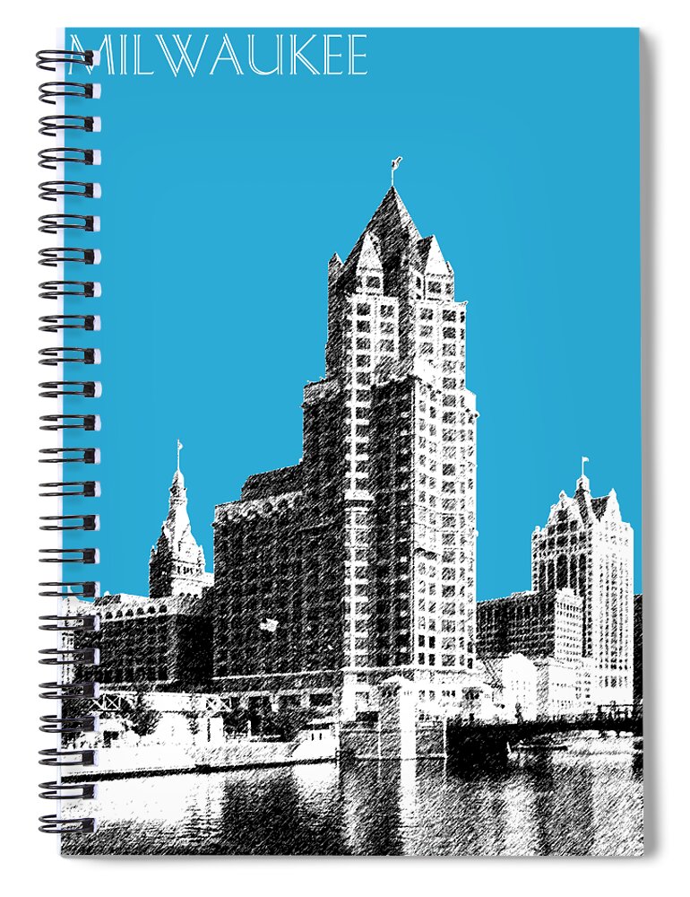Architecture Spiral Notebook featuring the digital art Milwaukee Skyline - 4 - Coral by DB Artist