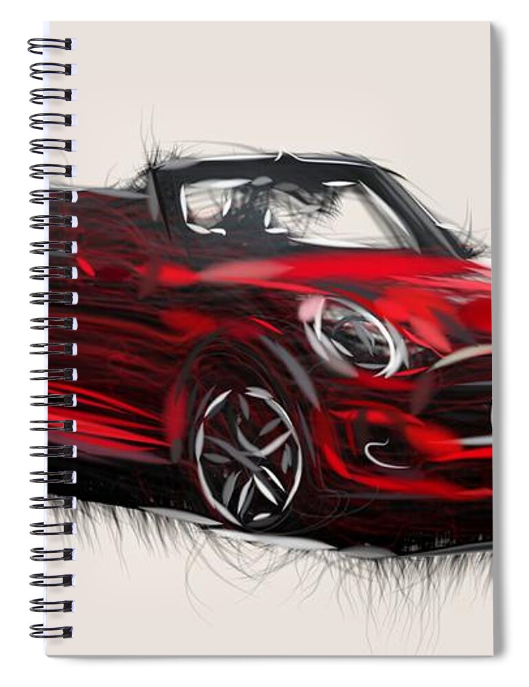 Mini Spiral Notebook featuring the digital art Mini Cabrio Draw by CarsToon Concept