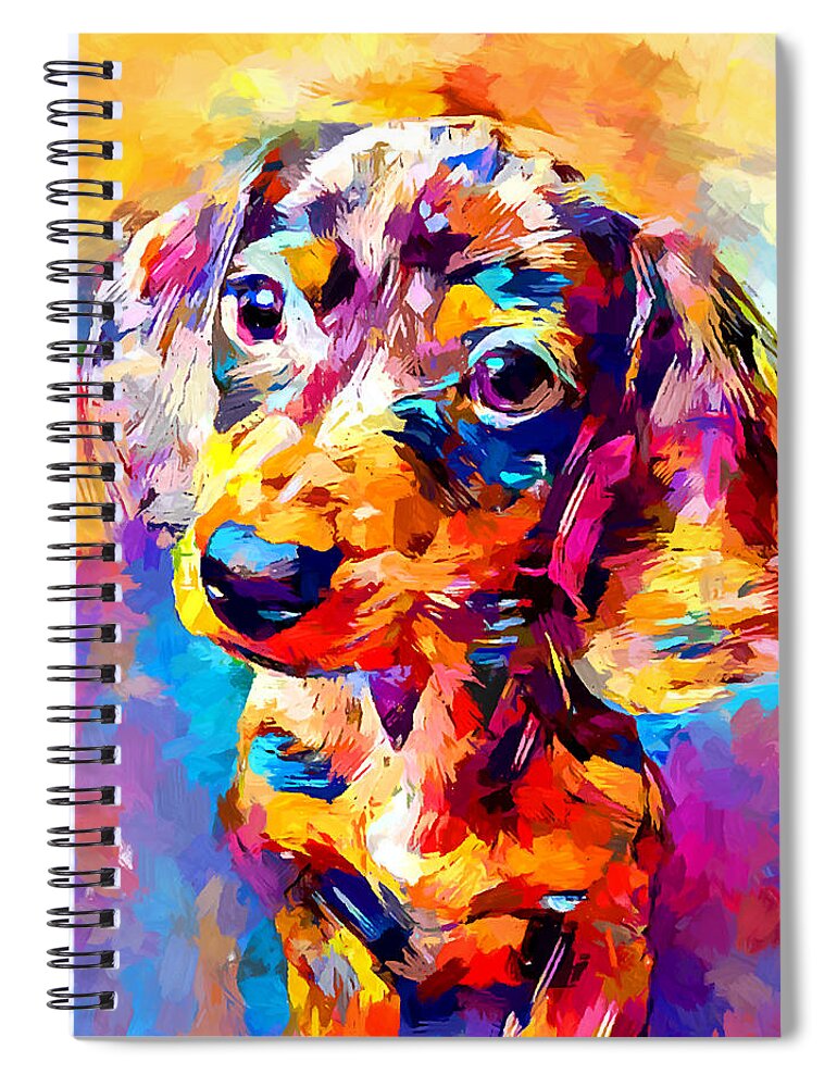 Mini Dachshund Spiral Notebook featuring the painting Mini Dachshund by Chris Butler