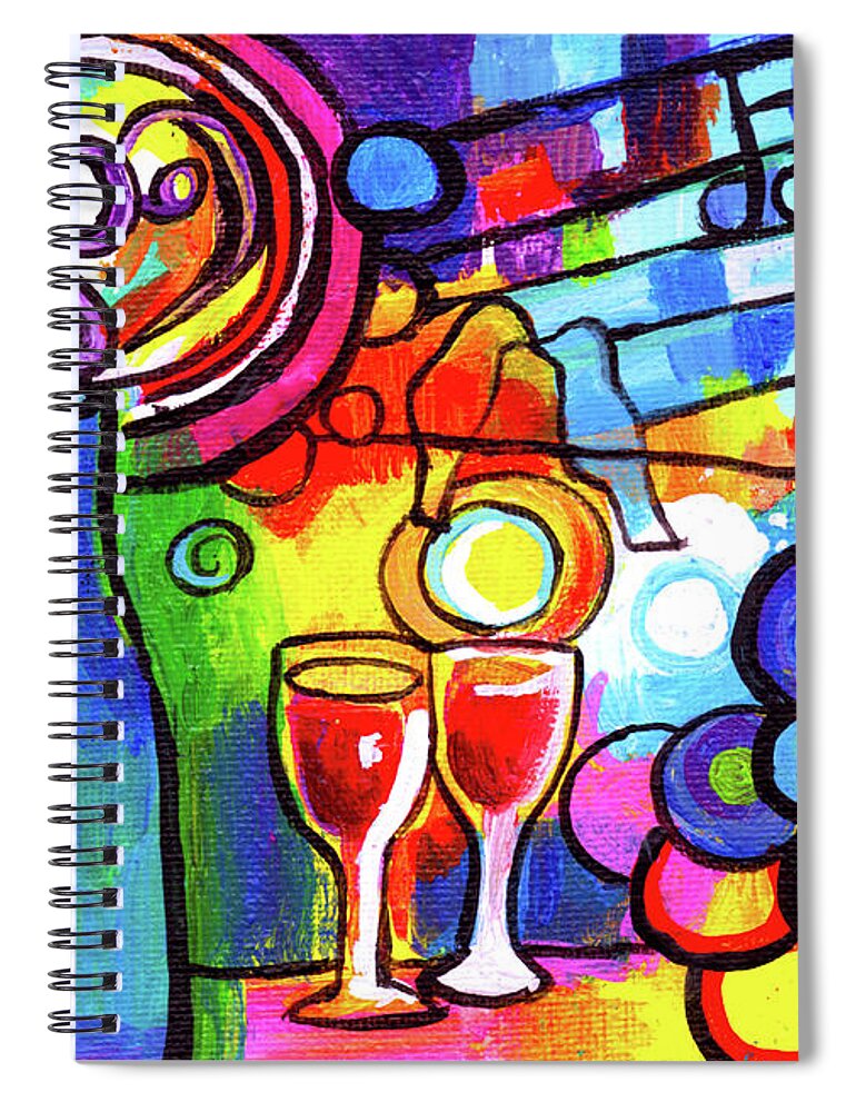 Wine Spiral Notebook featuring the painting Mini Wine Menagerie Abstract by Genevieve Esson