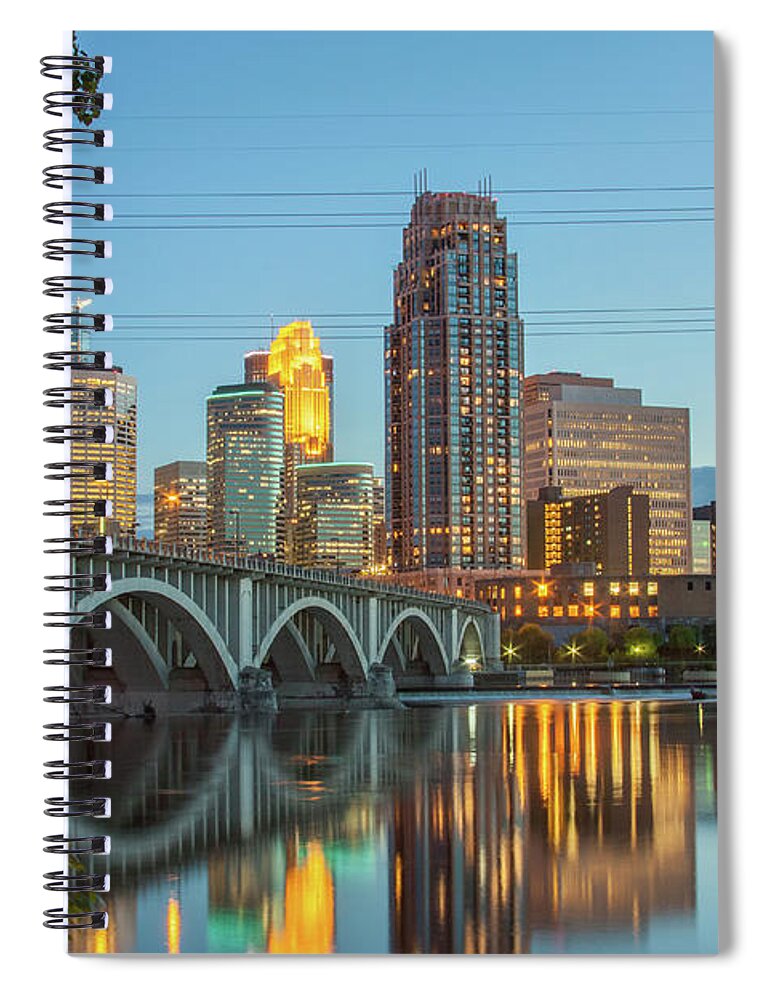 Minneapolis Spiral Notebook featuring the photograph Minneapolis City Twilight by Jim Schmidt MN