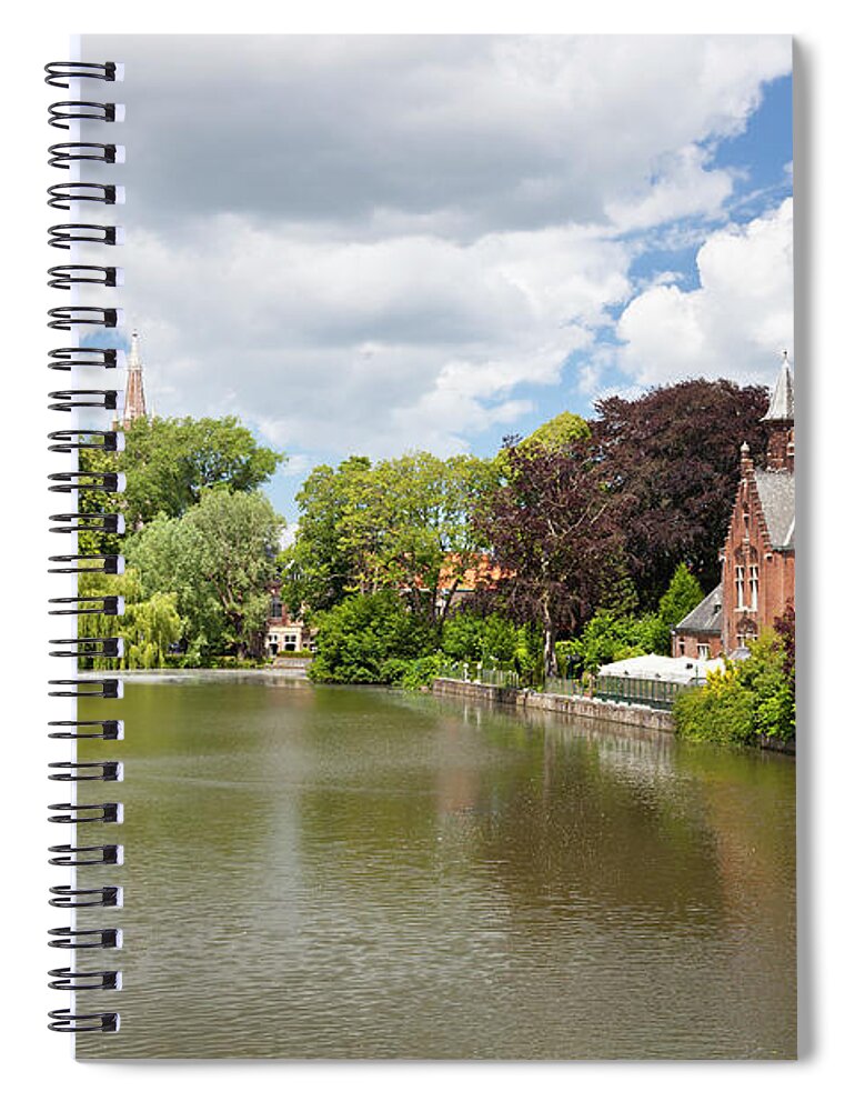 Belgium Spiral Notebook featuring the photograph Minnewater Castle In Bruges, Belgium by Michaelutech
