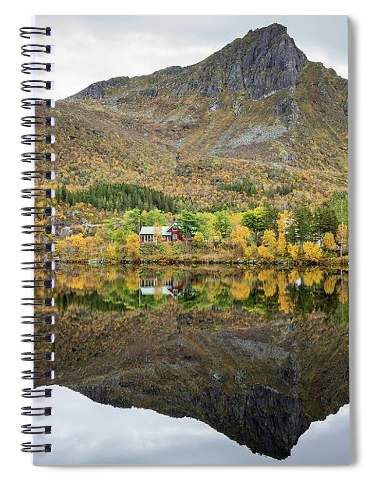 Svolvaerannet Spiral Notebook featuring the photograph Mirror Lake Svolvaervannet by Eva Lechner