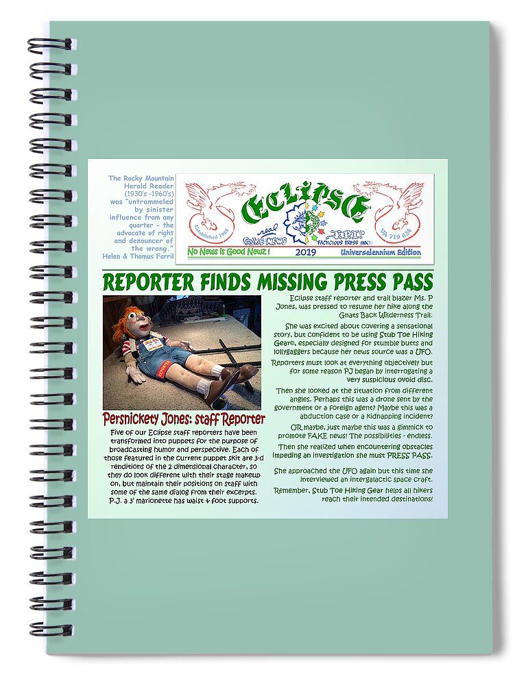 Reporter Art Spiral Notebook featuring the mixed media Missing Press Pass by Dawn Sperry