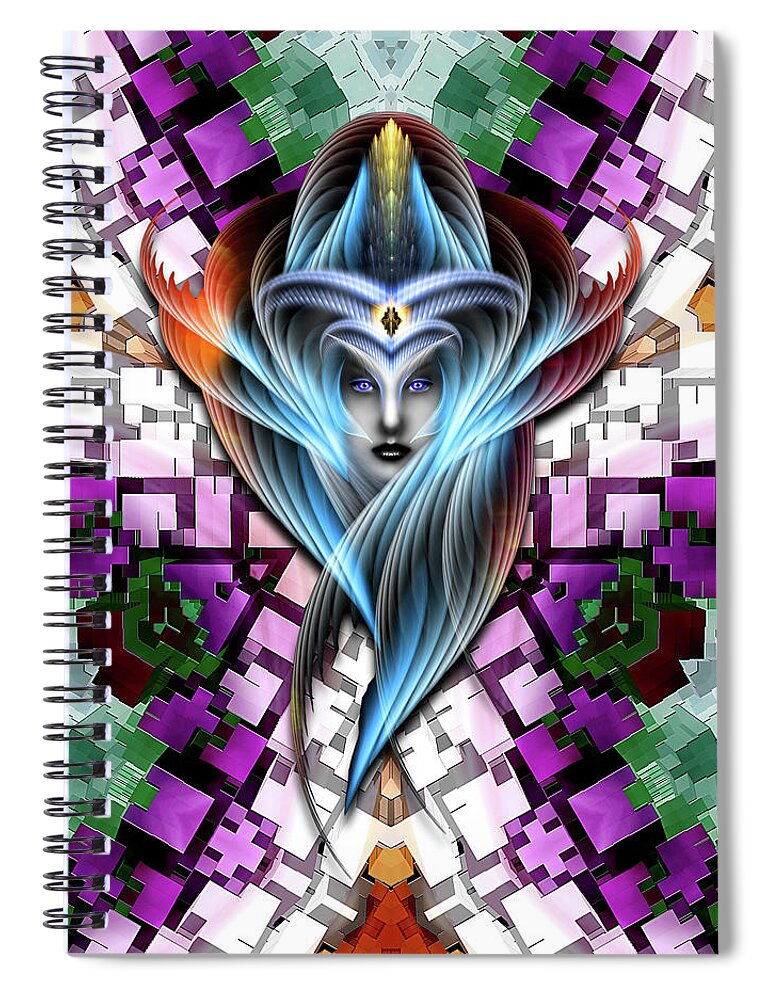 Cuboid Spiral Notebook featuring the digital art Mistress Of The Cuboid GCLR-X3M by Rolando Burbon