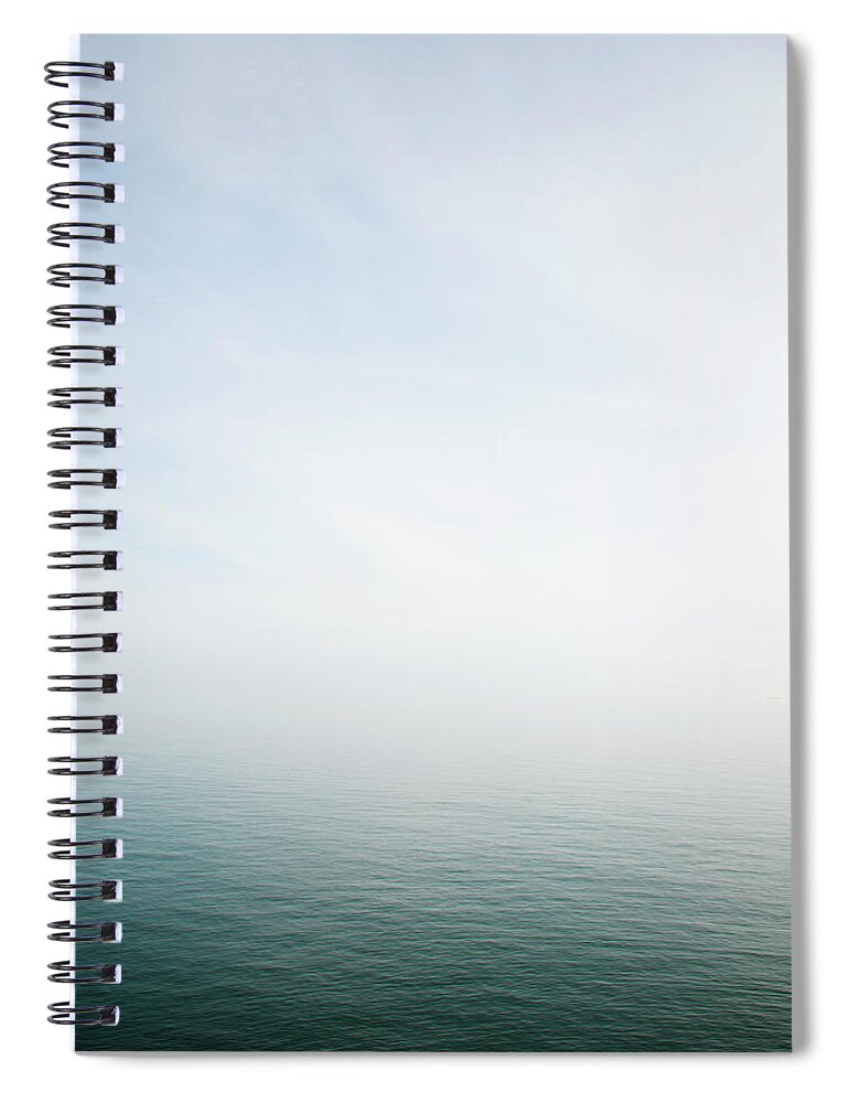 Scenics Spiral Notebook featuring the photograph Misty Sea Horizon Background by Peskymonkey