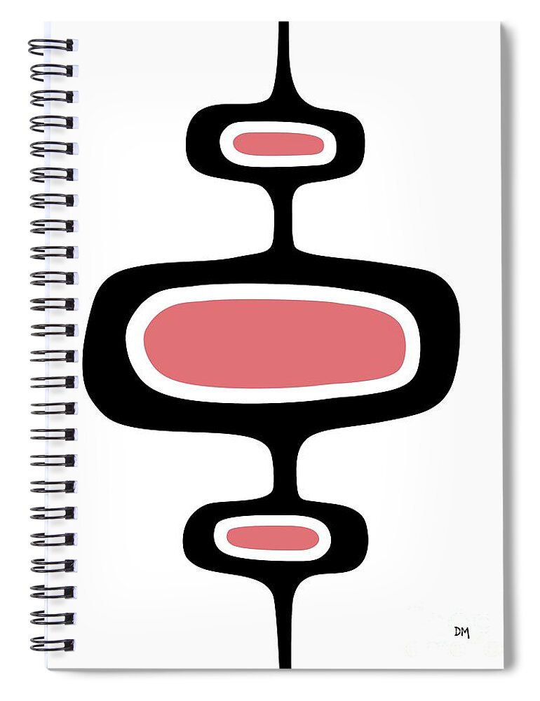 Mid Century Modern Spiral Notebook featuring the digital art Mod Pod One in Pink by Donna Mibus