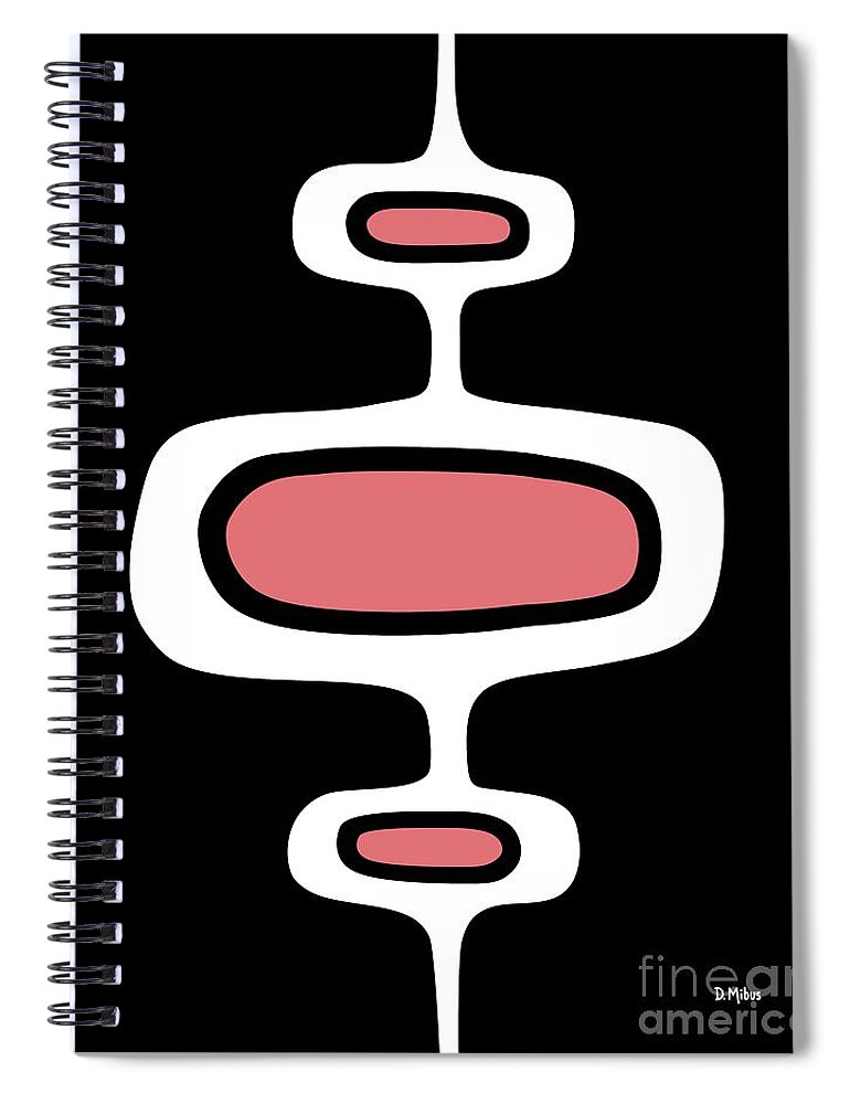  Spiral Notebook featuring the digital art Mod Pods One in Pink by Donna Mibus