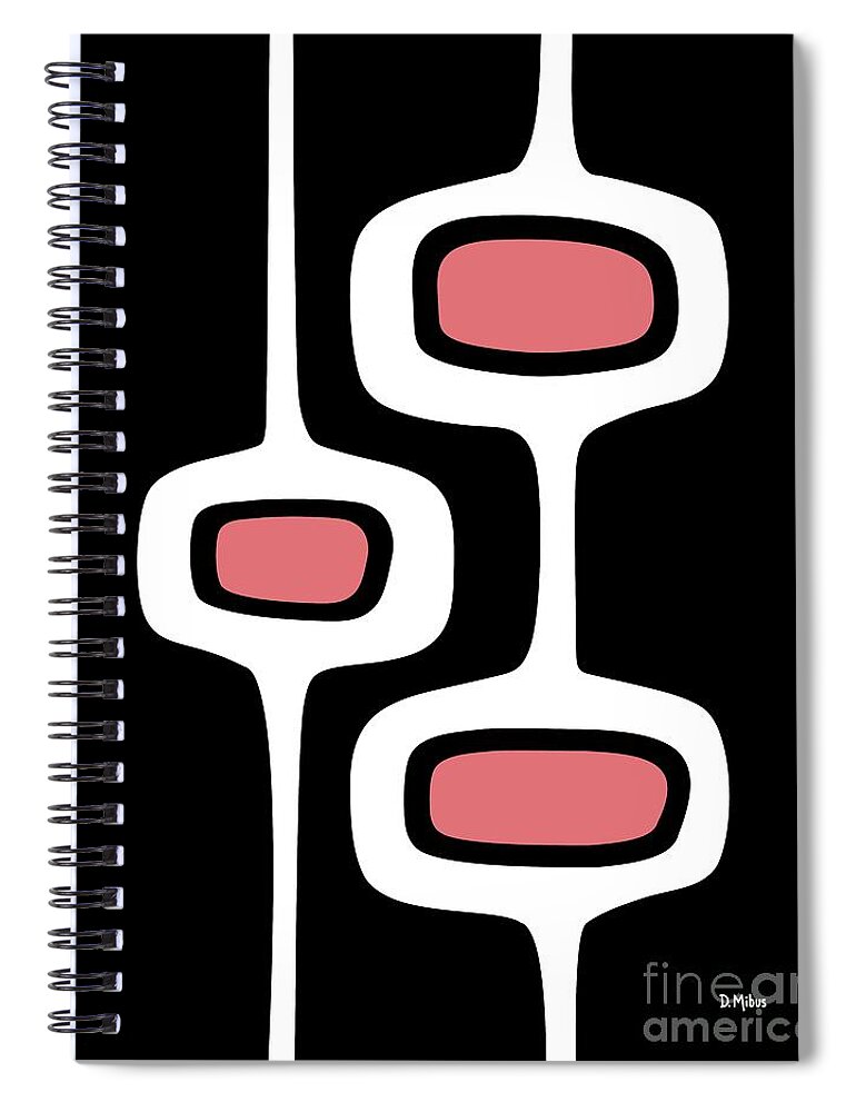  Spiral Notebook featuring the digital art Mod Pods Two in Pink by Donna Mibus