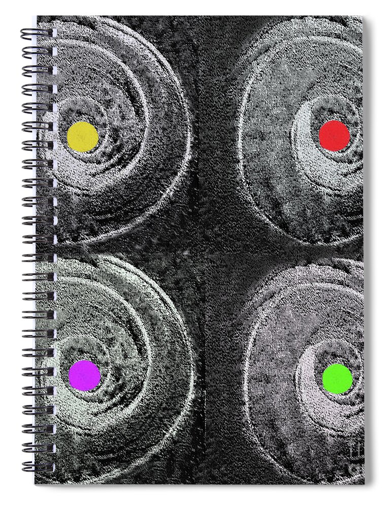 Abstract Spiral Notebook featuring the mixed media Modern Abstract Color Squares Polytych 300 by Sharon Williams Eng