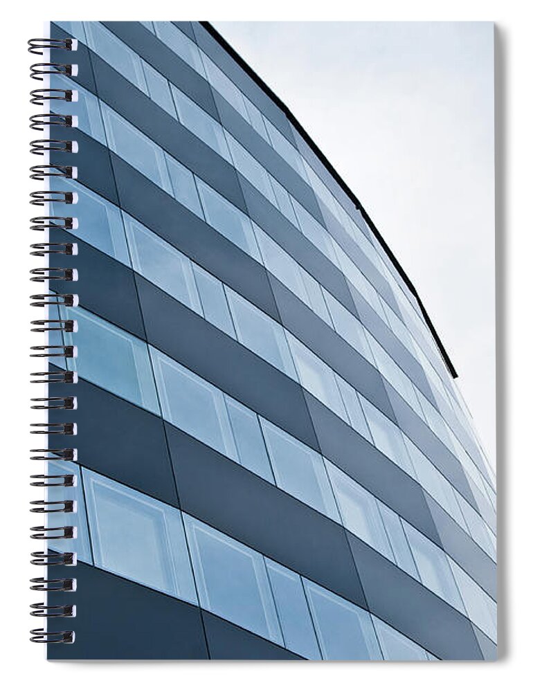 Architectural Feature Spiral Notebook featuring the photograph Modern Architectural Glass Metal Facade by Assalve