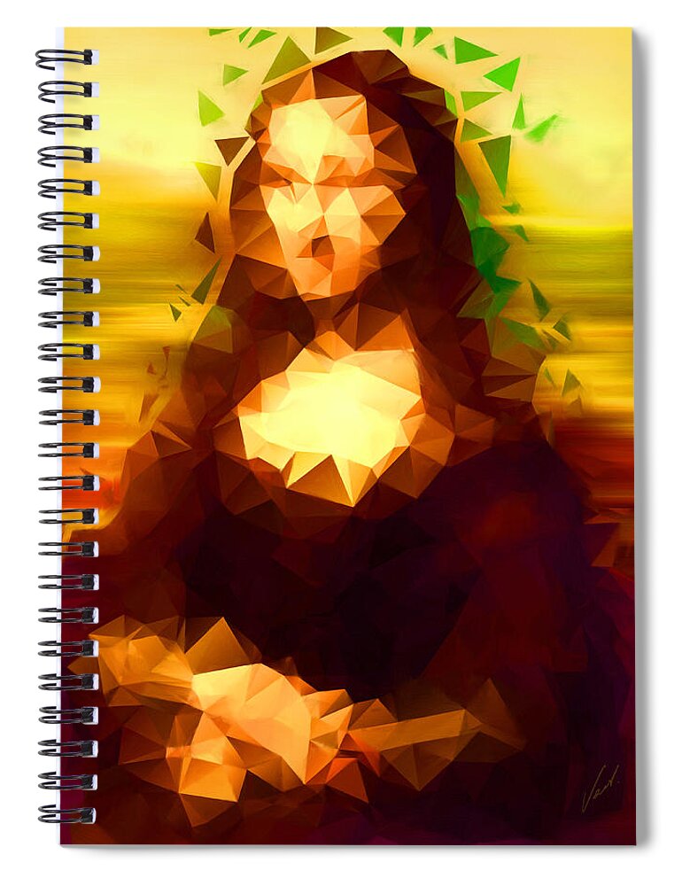 Monalisa Spiral Notebook featuring the painting Mona by Vart Studio