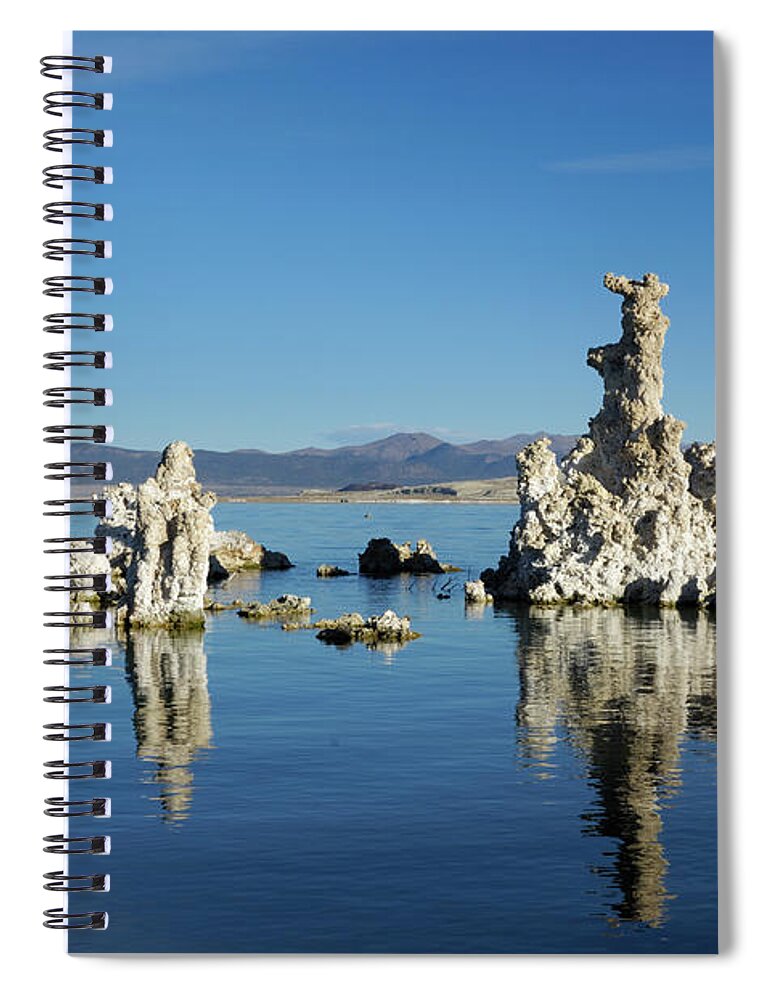 Water's Edge Spiral Notebook featuring the photograph Mono Lake And Tufa Formations by Gomezdavid