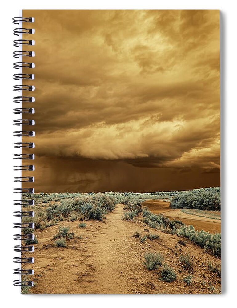 Monsoon Spiral Notebook featuring the photograph Monsoon Clouds Over the Rio Grande by Michael McKenney