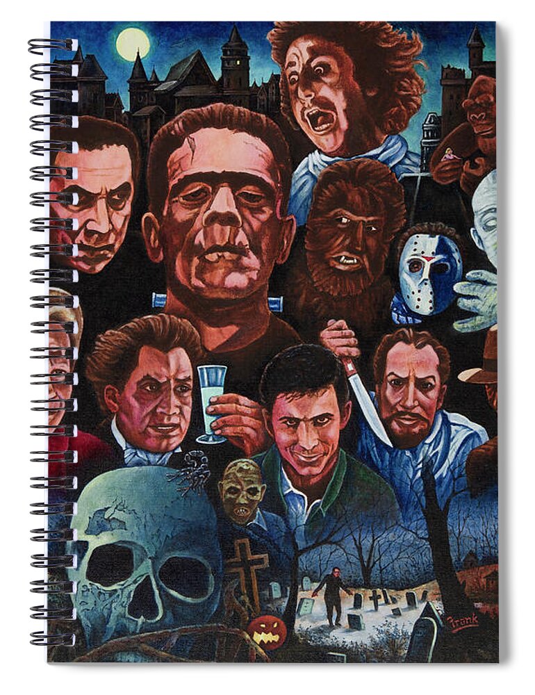 Monsters Spiral Notebook featuring the painting Monsters by Michael Frank