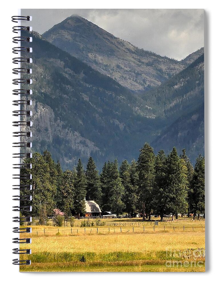 Landscape Spiral Notebook featuring the photograph Montana Barn by Steve Brown
