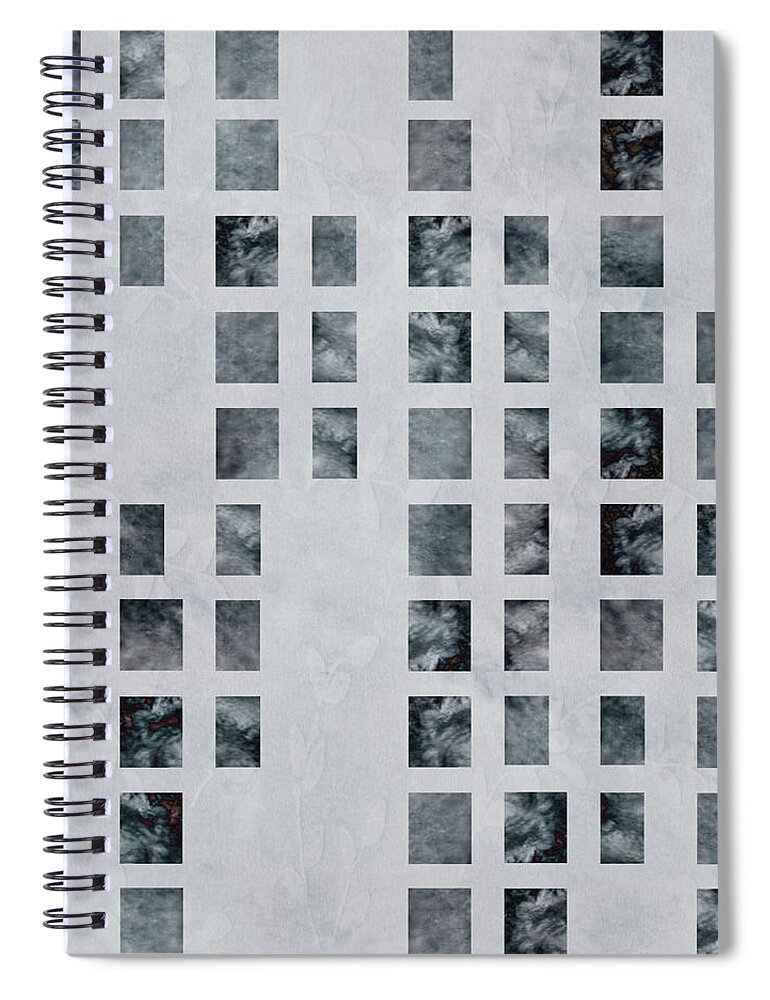 Contemporary Spiral Notebook featuring the digital art Moody Blues Data Pattern by Sand And Chi