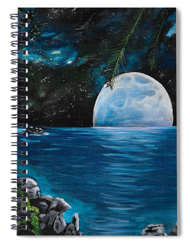 Blue Moon Spiral Notebook featuring the painting Moon light Island by David Bigelow