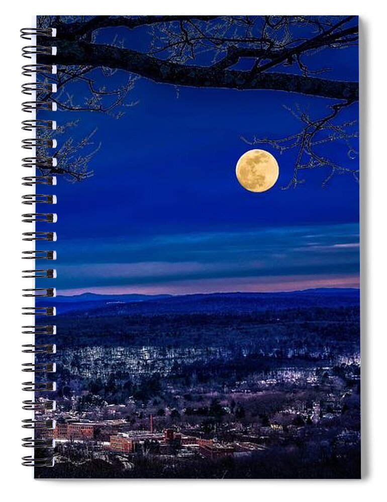 Tully Pond Spiral Notebook featuring the photograph Moon Over Athol, Massachusetts by Mitchell R Grosky