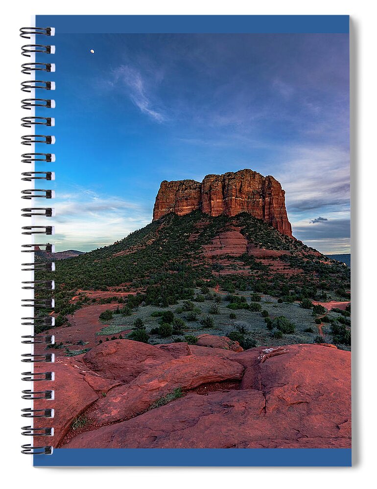 America Spiral Notebook featuring the photograph Moon over the Courthouse by ProPeak Photography