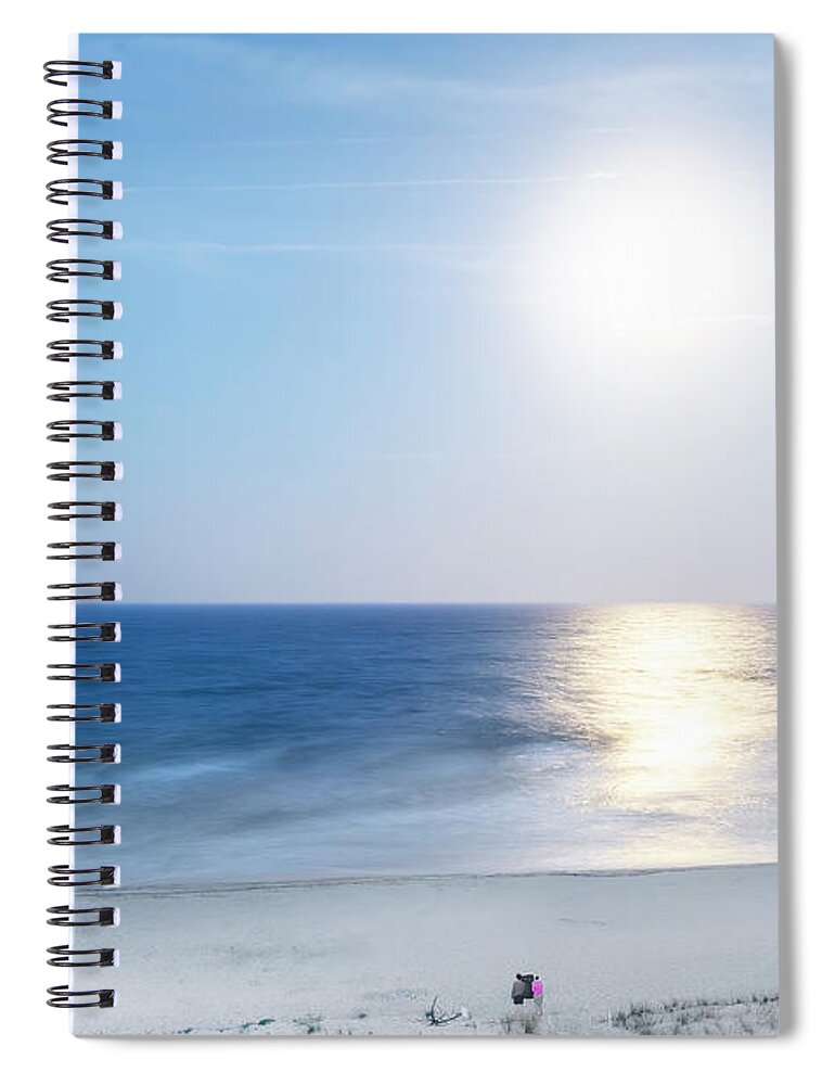 Jacksonville Beach Spiral Notebook featuring the photograph Moonlight Over Jacksonville Beach by Kay Brewer