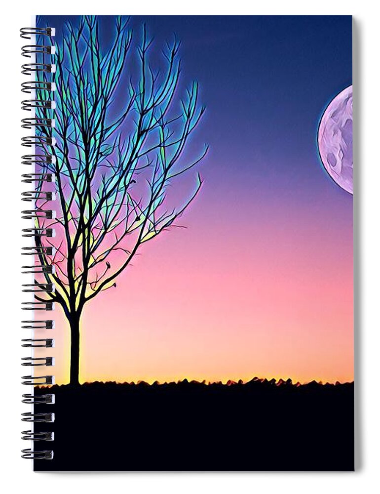 Nature Spiral Notebook featuring the painting Moonrise by Denise Railey