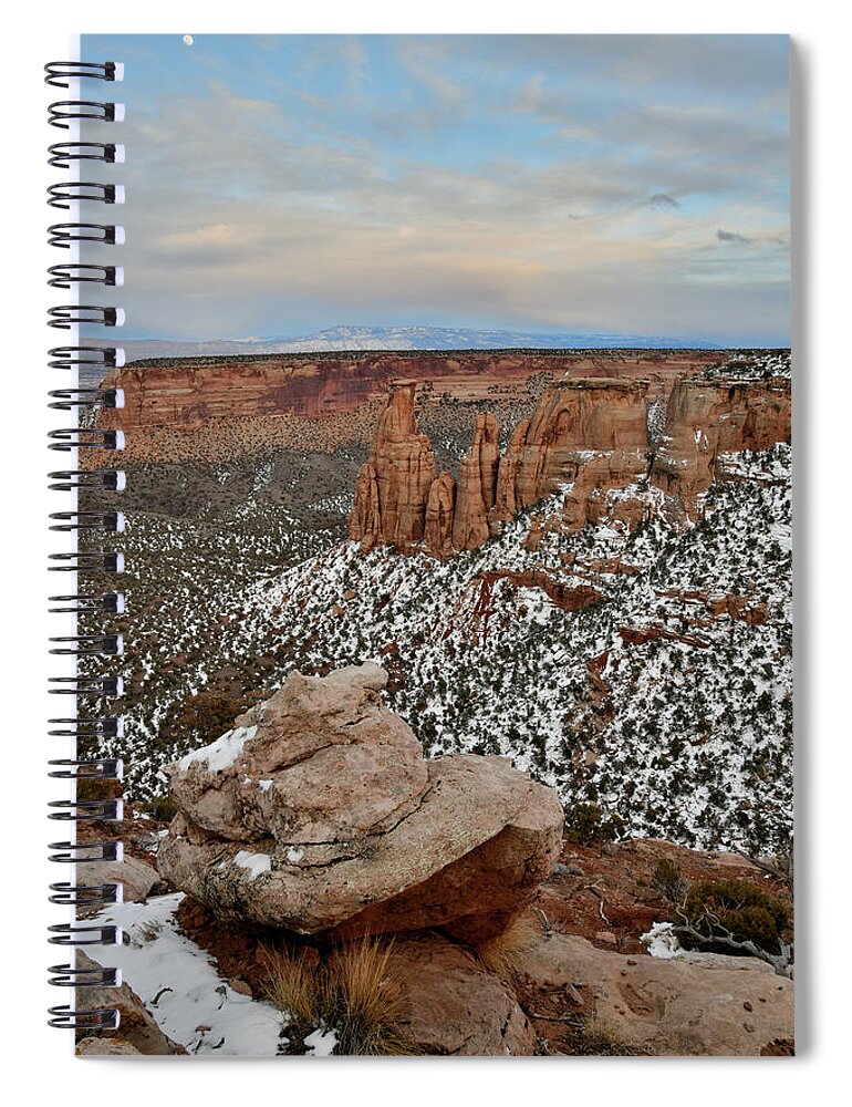 Colorado National Monument Spiral Notebook featuring the photograph Moonrise over Colorado National Monument by Ray Mathis
