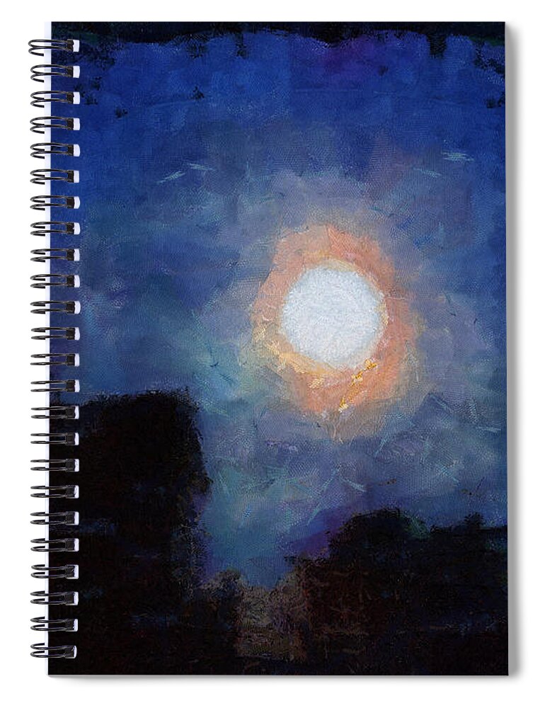 Moon Spiral Notebook featuring the mixed media Moonscape by Christopher Reed