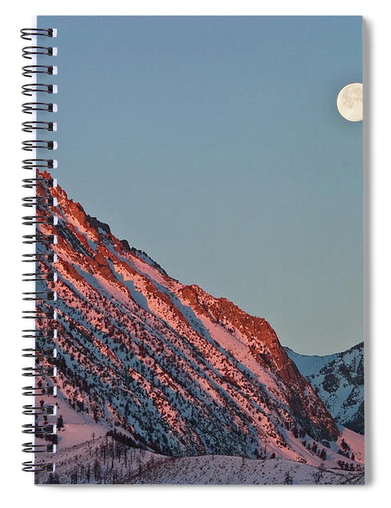 Scenics Spiral Notebook featuring the photograph Moonset From The Buttermilks by Donald E. Hall