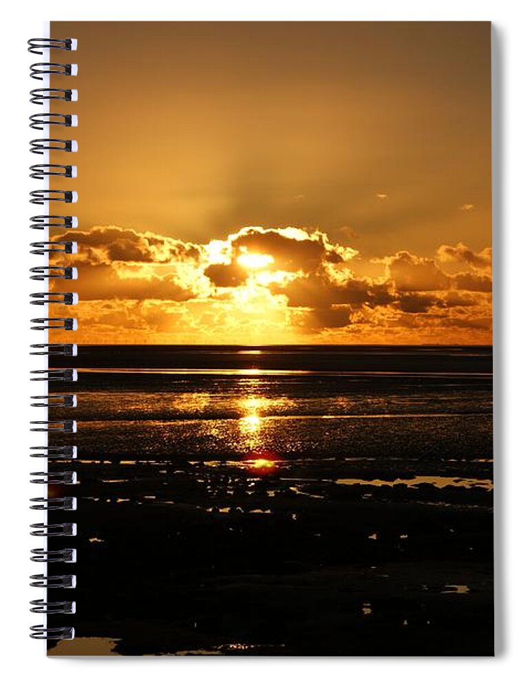 Morecambe Spiral Notebook featuring the photograph Morecambe Bay Sunset. by Lachlan Main