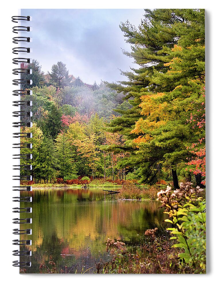 Fall Spiral Notebook featuring the photograph Morning Mist Fall Landscape by Christina Rollo
